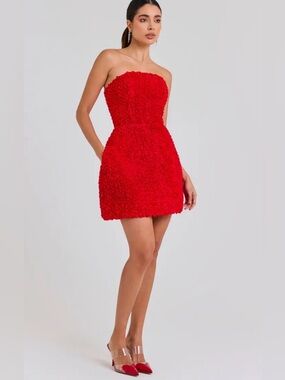 NADINE MERABI Red Satin Dress size 6